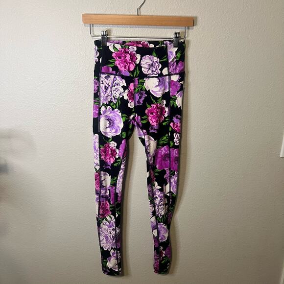Victoria's Secret Sport Purple Floral Full Length Leggings Size S - Picture 1 of 4